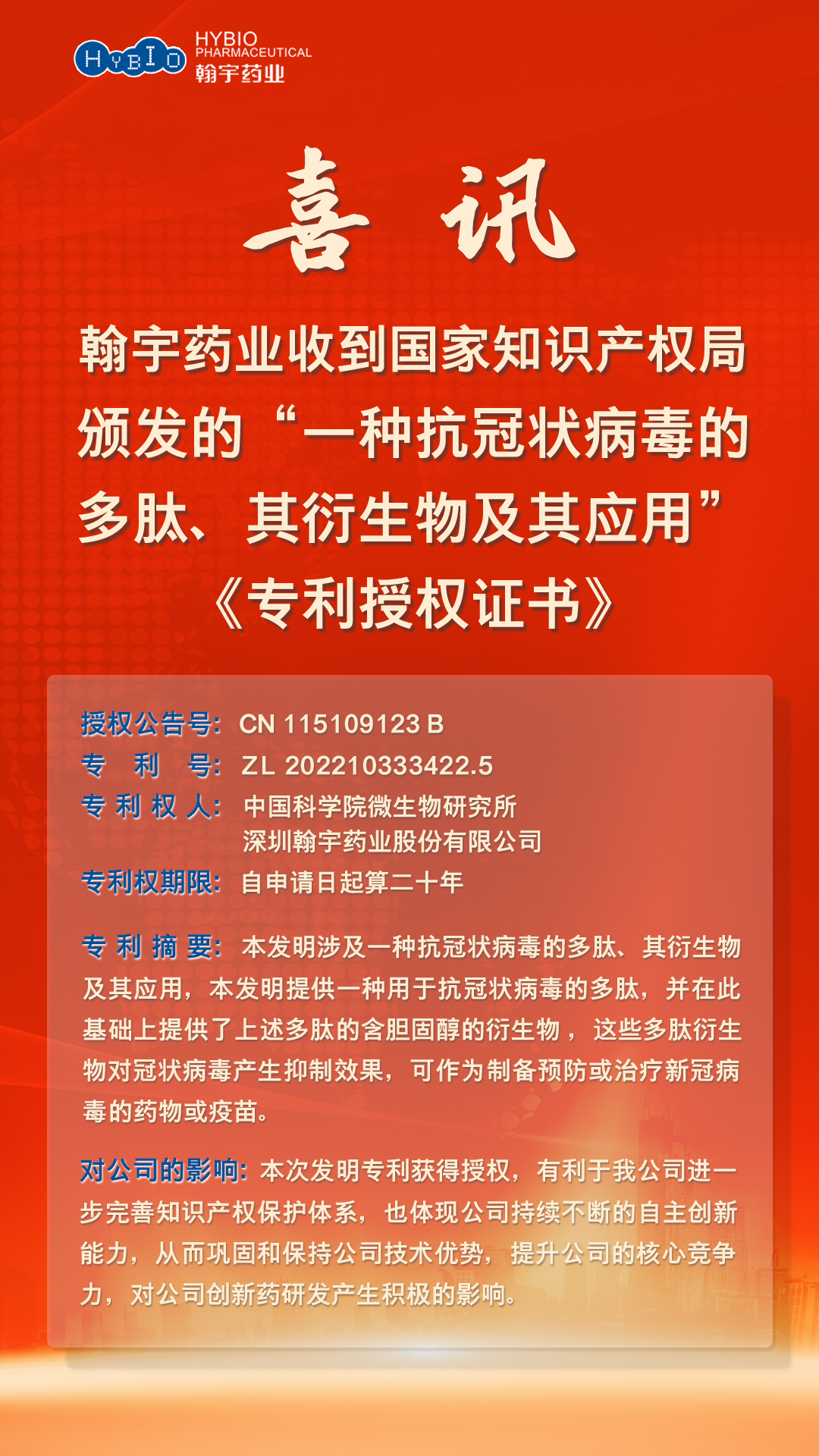 腾博会官网药业“一种抗冠状病毒的多肽、其衍生物及其应用”《专利授权证书》2(2)